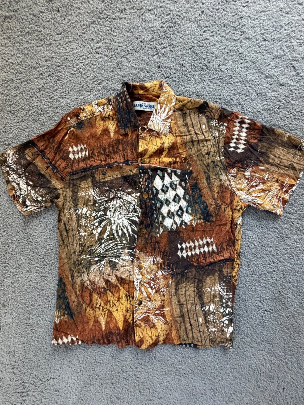 Vintage 90s Jams World Tapa Jungle Bro Rayon Shirt S - Excellent Pre-owned Cond.